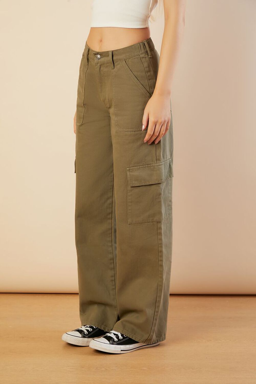 Twill Mid-Rise Cargo Pants